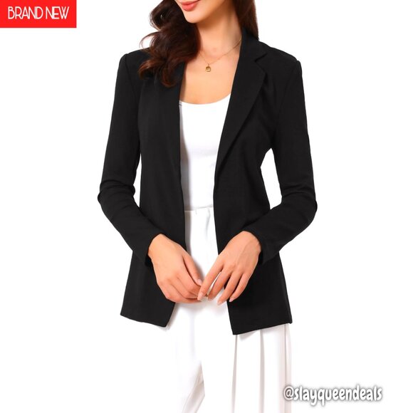 Women's Business Blazer Long Sleeve Lined Open Front Professional Office Wear